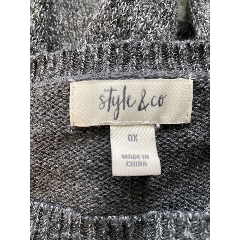 Style & Co Floral Pullover Sweater Gray Purple Black Soft #8065 - Picture 7 of 9